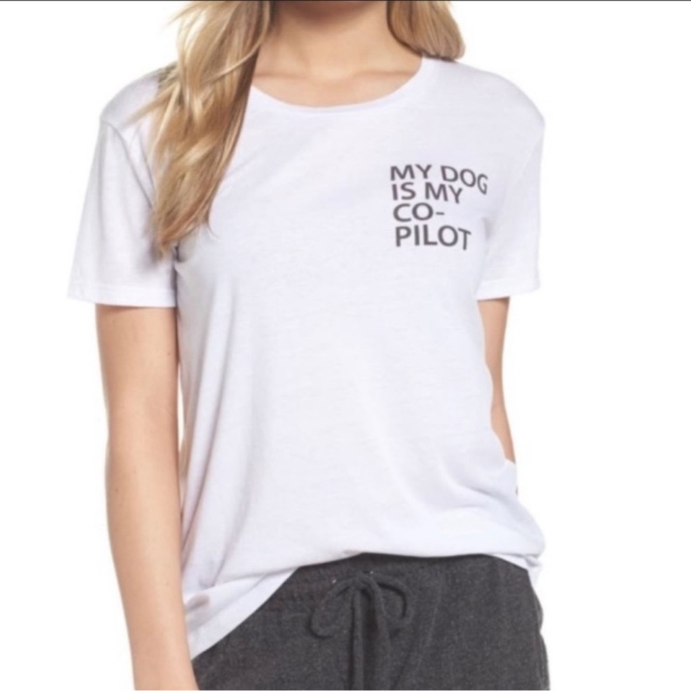 NWT Chaser My‎ Dog Is My Copilot White Short Sleeve T-Shirt XS